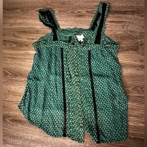 Anthropologie chiffon and lace button down camisole